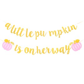 A Little Pumpkin is on Her Way Banner Gold Glitter Fall Theme Little Pumpkin Garland Pink Girl Birthday Party Banner Baby Shower Gender Reveal Girls Birthday Thanksgiving Party Decorations Supplies