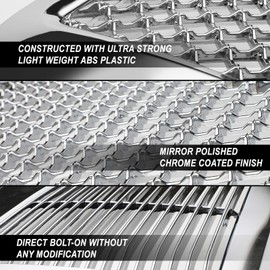 Auto Dynasty 4pcs Chrome Mesh Style Front Bumper Hood Overlay Grille Grill Cover Trim Compatible with Ford F250 F350 Super Duty 2011-2016