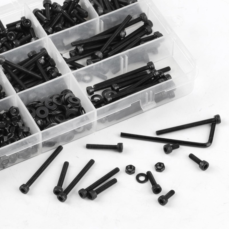M3 Screws Set, 810 Pieces Threaded Screws Nuts Washers Set,