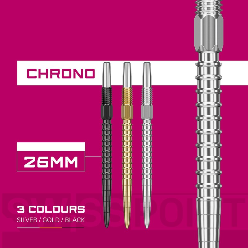 TARGET Darts Swiss Point Dart Points, Chrono (3 Pack Set