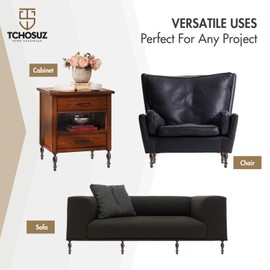 TCHOSUZ 6 inch / 16cm Wooden Furniture Legs, Pack of 4 Classic Walnut Solid Wood Turned DIY Replacement Bun Feet with M8 Hanger Bolts & T-Nuts for Sofa Couch Cabinet Ottoman Bed Riser