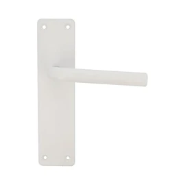 Amig - White Aluminium Handle Set with Square Plate and Curved Handle for Passage and Interior and Exterior Doors - 222 x 55 mm | Handle with Decorative and Modern Crank Handle
