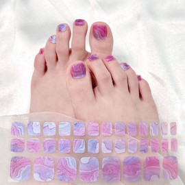 Lila 34 Pcs Fußnägel Nagelfolien UV, Fussnägel zum Kleben UV Gel Nagelfolie DIY für Damen Mädchen, Fußnägel zum Nagel Folien Selbstklebend, Zehennägel Gel Nail Strips Maniküre Nageldesign