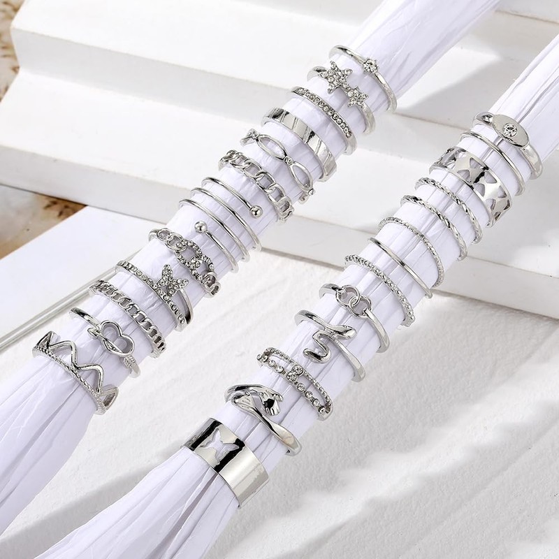 Trendy Gold Knuckle Rings Set for Women,Dainty Black Rhinestone Stackable