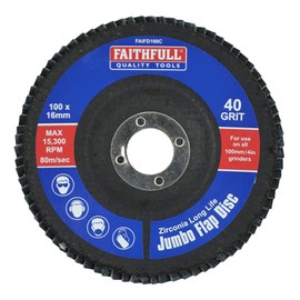 Faithfull FAIFD100C Abrasive Jumbo Flap Disc 100mm x 16mm (4in) COARSE