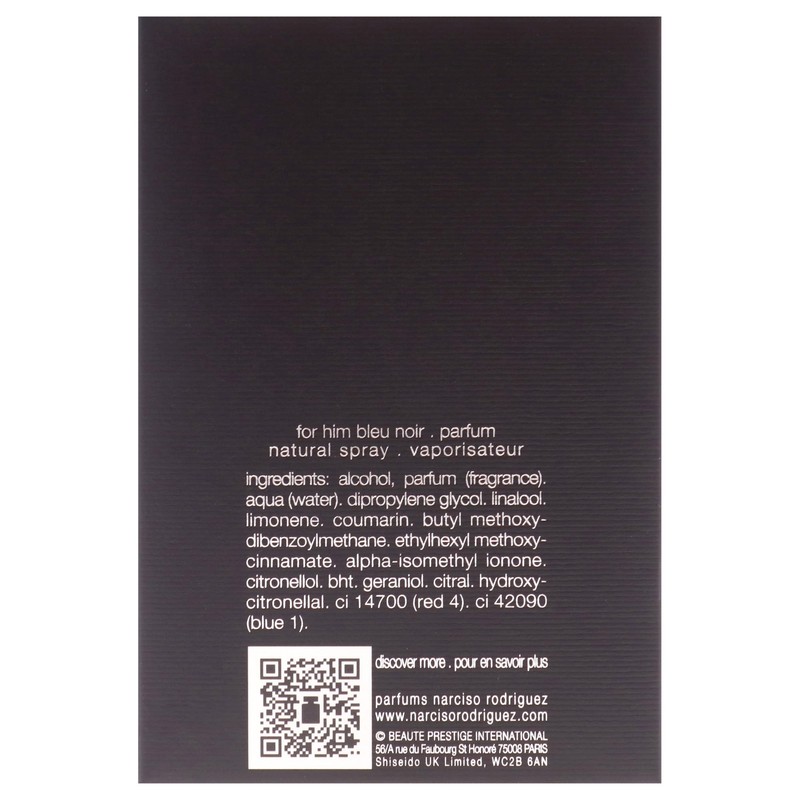 Narciso Rodriguez for Him Bleu Noir for Men Parfum Spray,