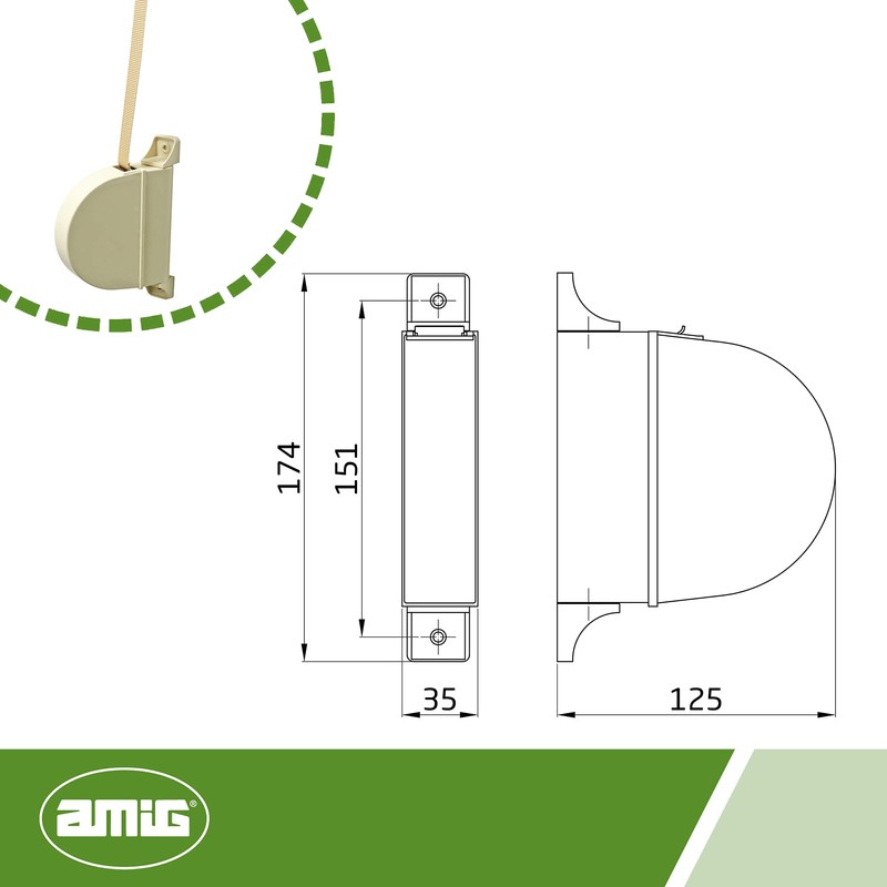 Amig - Surface-Mounted Belt Winder for Roller Shutters | Plastic