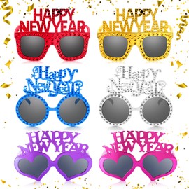 Shappy 6 Pcs 2025 Happy New Year Eyeglasses, Happy New Year Party Favors Sunglasses, Eve Glasses for Women and Men(Assorted)