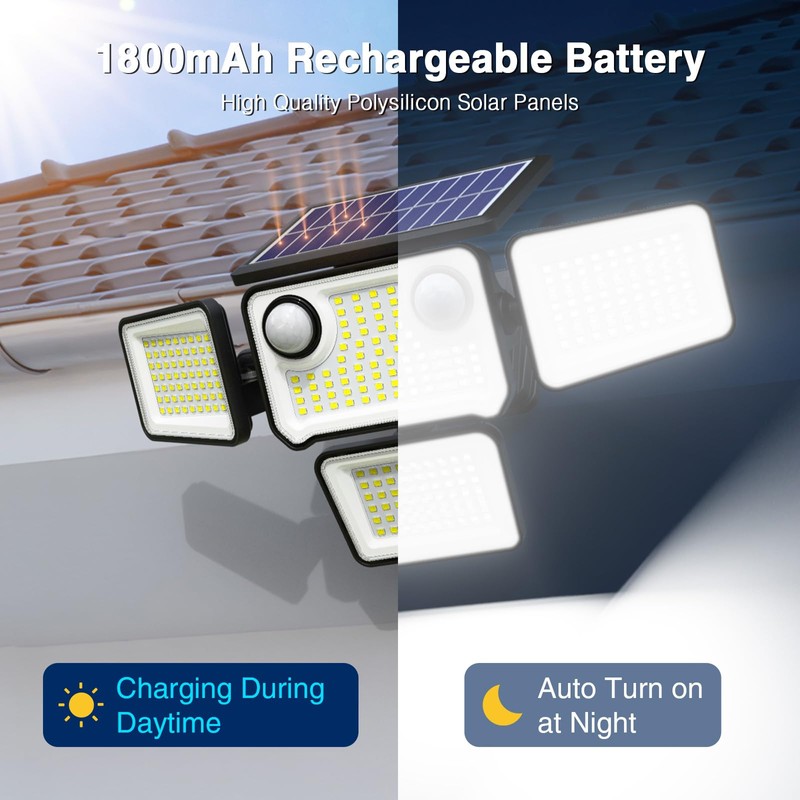 SZPOWER 4500LM Solar Lights Outdoor Waterproof, 254 LED Solar Flood