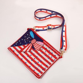 YAHPERN 4th of July Purse for Women Beaded Crossbody Purse American Flag Star Patriotic Shoulder Bag 4th of July Outfits Independence Day Accessories Gifts (Style D)