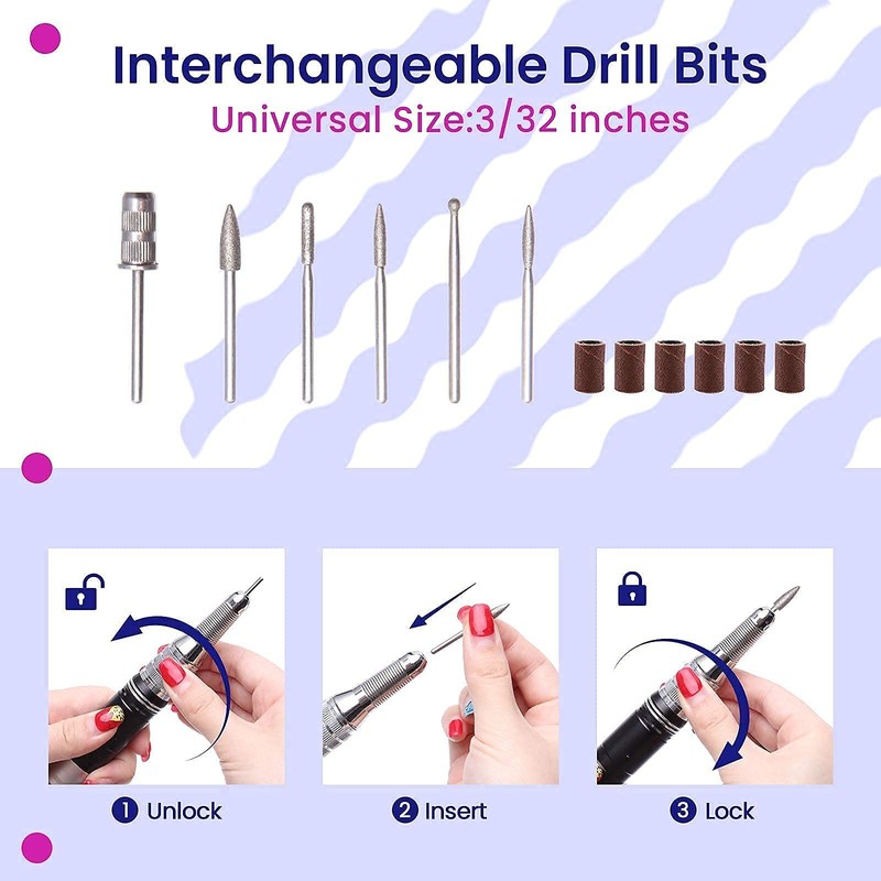 Delanie Electric Nail Drill Professional 35000 RPM Rechargeable Portable E-File