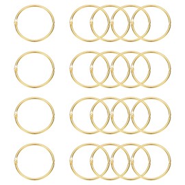 PATIKIL 20Pcs Loose Leaf Binder Rings, 2.2 Inch Metal Open Card Rings Heavy Duty Book Rings for Key Index Card Rings Paper Rings Office, Gold Tone