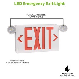 Ciata Ultra Bright LED Decorative Red Exit Sign & Emergency Light Combo with Battery Backup, 6-inch Red Letters (Pack of 1)