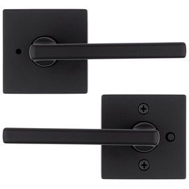 Kwikset 730HFLSQT-26D Halifax Lever with Square Rose Privacy Door Lock with 6AL Latch and RCS Strike Satin Chrome Finish