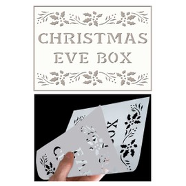 ED Laser Studio Christmas Eve Box Large Stencil Gift Box Ornaments Lettering for Painting Furniture Wood Fabric Canvas Crafts Art - Reusable Template CH13