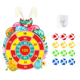 Easter Dart Board Game Set, Cute Bunny Egg Party Board Games with 12 Stick Velcro Balls, Happy Easter Indoor Outdoor Games for Kids Ages 4-8, Party Games Yard Toys