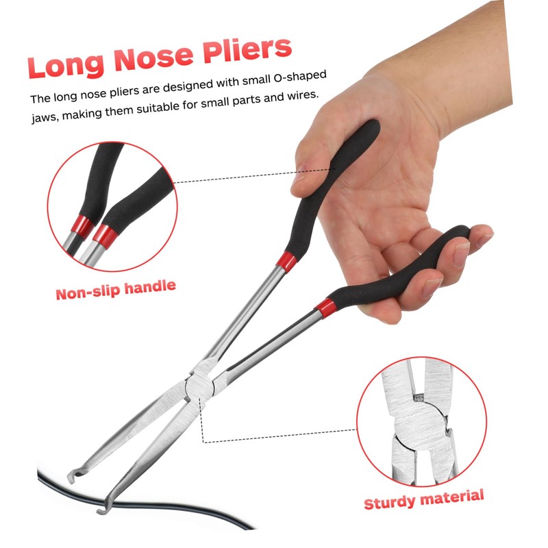 TEHAUX Long Reach Pliers Extra Long Needle Nose Pliers with