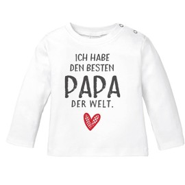 MoonWorks® Baby Long-Sleeved Shirt with Saying Ich Habe den besten Papa der Welt Gift Birthday Organic Cotton Shirt, White