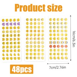xianshi 24 Sheets Smiley Stickers, Emoji Stickers, Funny Stickers, Children's Malle Small Funny Emotions Reward Emoji Stickers