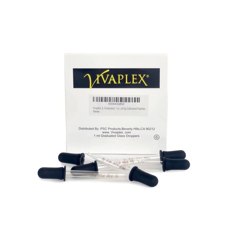 Vivaplex, 6, Graduated, 1 ml Glass Eye Droppers. Assorted Pack