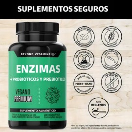 Enzimas Digestivas Probióticos Y Prebióticos Prebiotic - Lactobacillus Acidophilus, Lactasa, Lipasa - Digestive Enzymes Fibra - Probioticos Mujer / Ho