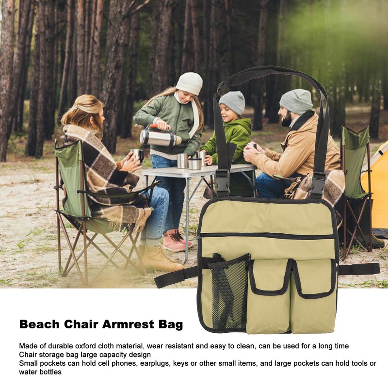 Beach Chair Armrest Bag 600D Oxford Cloth Multifunctional Outdoor Chair