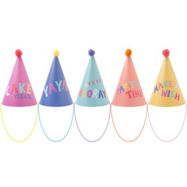 Cheerland 15 pcs Rainbow Hats for Kids Colorful Party Hats Paper Cone Hats Craft Fun Hats Party Supplies