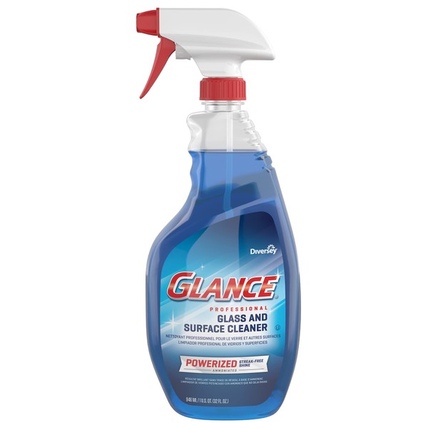 Glance CBD539636 Powerized Professional Glass & Surface Cleaner, Streak Free Commercial Ammoniated Window Spray, Ready-to-Use, 32-Ounce