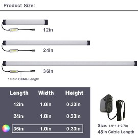 LAIFUNI Dimmable Under Cabinet Lighting, RGB LED Light Bar, Inline Control Lamp, Multicolor Under Counter Lights for Desk, Room, Cupboard, Hallway, Shelf, Closet (36 Inch)