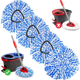 4 Pack Mop Replace Heads for 2 Tank System, Spin Mop Replacement Head, Fluffy Microfiber Mop Refill Replace Head, Machine Washable, All Hard-surfaced Floors Cleaning