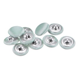 QUARKZMAN Pack of 10 Light Green Buttons with Fabric Cover 12.5 mm Satin Fabric Covered Sewing Buttons Round Craft Buttons Metal Shaft Eyelet Buttons Vintage for Coat Clothing Jacket Blazer Suits DIY
