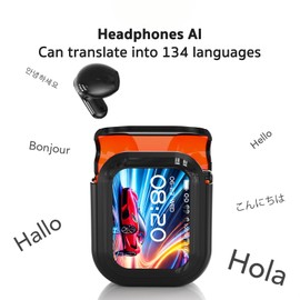 NE20 Translation Earbuds Real Time, AI 135 Language Translator Earbuds, 5 Translation Modes, LCD Touch Screen, HiFi Sound, Translate Ear Buds Wireless Bluetooth 6.0 Headphones for Travel Learning