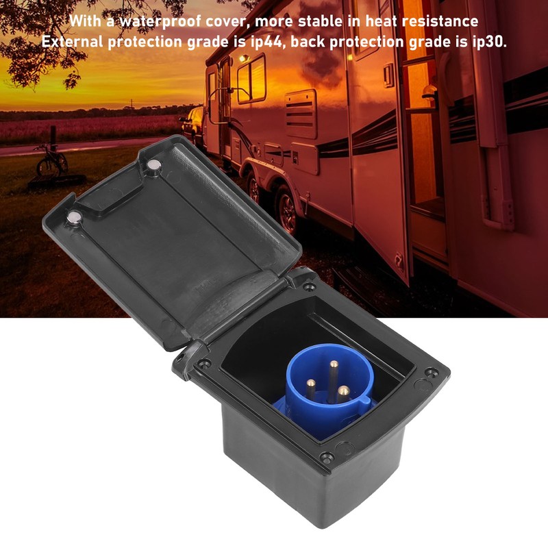 32A 220V‑250V RV External Power Outlet Box 3 Pin Plug