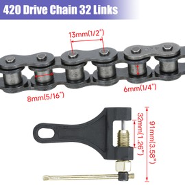 CILOYU 420 Chain 32 Links Replacement for Coleman KT196 CK196 Go Kart Parts Predator 196cc 6.5hp Engine Powersports 4 Wheeler Quad Go Kart Accessories Parts with 420 Chain Master Link Chain Breaker