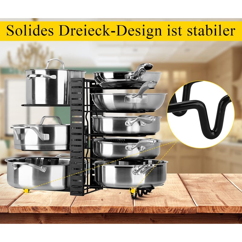 Toplife Lid Organiser for Plates, Drainer, Lid Holder, Kitchen Pot