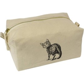 'Cute Cat Looking Back' Canvas Wash Bag/Makeup Case (CS00040014)