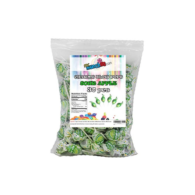 Charm Blow Pops, Pack of 30 Sour Apple