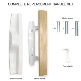 ALLYWASAI Patio Sliding Door Handle Set, Perfect Replacement Mortise Style Wood Handle Set Fits Door Thickness from 1-1/2" to 1-3/4", 3-15/16" Screw Hole Spacing, Non-Keyed, White