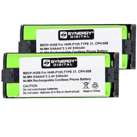 Synergy Digital Cordless Phone Batteries, Compatible with Panasonic KX-TG6700 Cordless Phone, (Ni-MH, 2.4V, 830 mAh), Combo-Pack Includes: 2 x SDCP-H358 Batteries