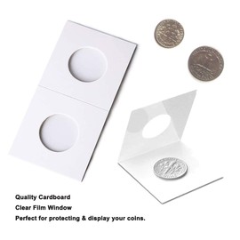 Cardboard Coin Holder, Messar 50PCS Cardboard Coin Flip Coin Pocket Holder Quarter for Silver Dollar Pennies Coin Collection (50pcs)