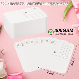 PATIKIL 150 Pcs 100% Cotton Watercolor Postcards 4x6 Inch Water Coloring Paint Paper Cards Rounded Corner for Mailing Art Painting Watercolor Drawing Artist, 140lb/300 GSM