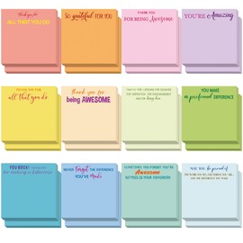 Yinder 24 Pcs Employee Appreciation Sticky Notes Thank You Gifts Bulk Note Pads with Sayings Teacher Gift Mini Pocket Inspirational Notepads for Coworker Office Supply 3 x 3''(Colorful,Thanks)
