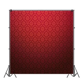 YongFoto 8x8ft Dark Red Damask Floral Texture Pattern Backdrop Vintage Classic Flower Pattern Interior Room Retro Dark Wall Photography Background Baby Shower Girl Kids Adult Portrait Photo Props