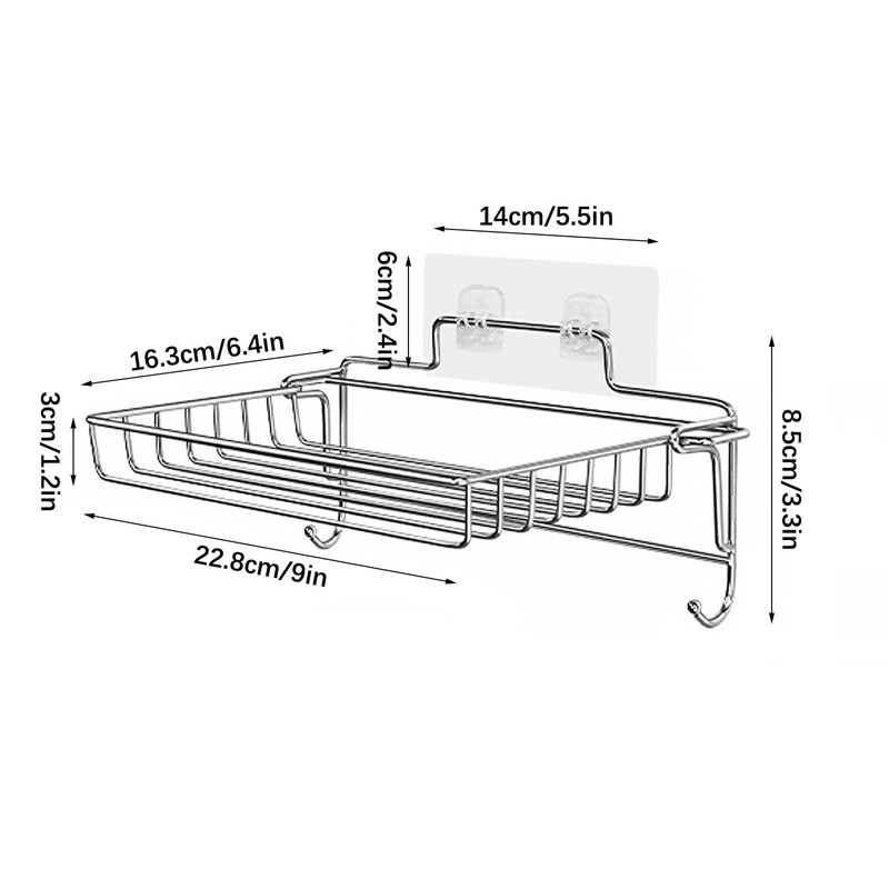 Stainless Steel Folding Storage Rack with Hook and Non Punching