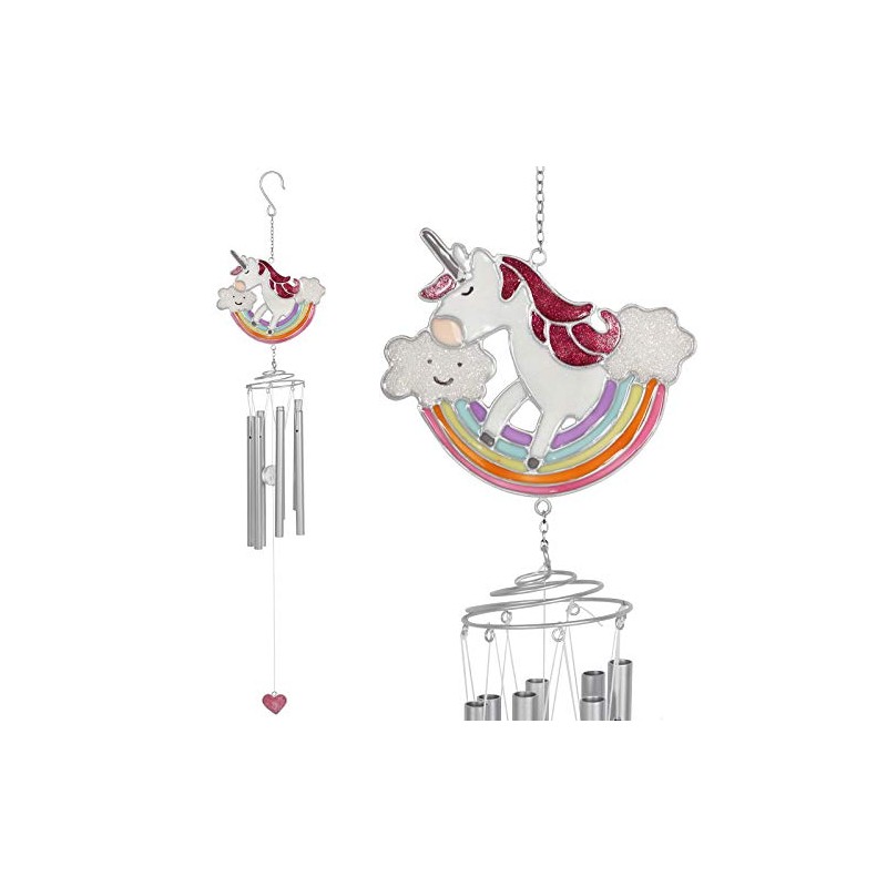 Rainbow Unicorn Glitter Windchime Sun Catcher Home Garden Hanging Mobile