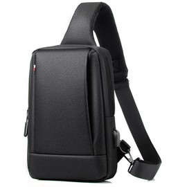 Hjkiopc Sling Bags for Men Small Shoulder Bag Messenger Bag with USB Charging Port Lightweight Crossbody Bag for Travel Work Satchel Bags (Black)