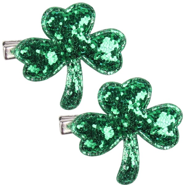 HIFANMM HIFANMM Green Shamrock Hair Clips Green Sequin Clover Hairpins