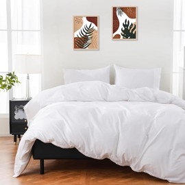 ARlinen California King Size Duvet Cover Set, 100% Egyptian Cotton, 3 Piece Bedding Set with Zipper Closure, Includes 1 White Duvet Cover (102x96 inches) and 2 Pillow Cases (20x40 inches)