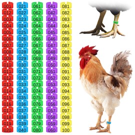 100Pcs Chicken Leg Bands - 16mm Colours & Number Coding Chicken Identification Tags for Legs, Poultry Leg Bands for Ducks, Chicks, Goose, Gamefowl, Turkey