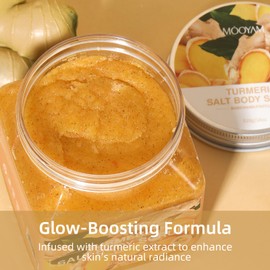 Turmeric Avocado Salt Body Scrub for Women Men,Hydrating & Exfoliating Scrub for Deep Clean，Body Scrub Smooth for All Skin Types 18oz